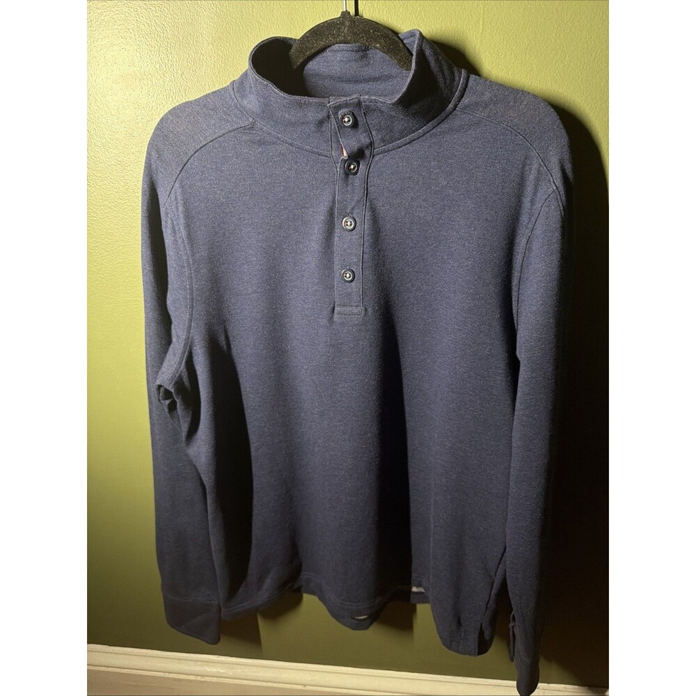 Rhone Faroe Island Performance Polo Mens Medium Blue Wool Blend Organic Cotton